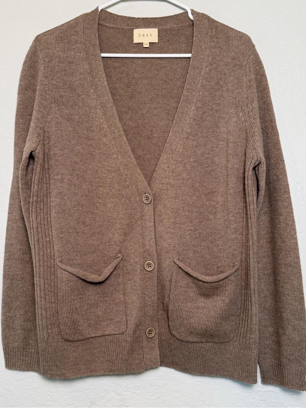 SHAE Anthropologie Brown Wool Blend V-Neck Cardigan Sweater Medium